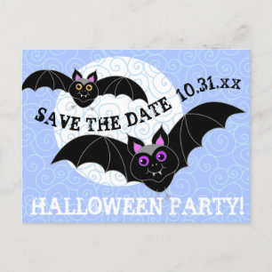 Invitation Carte Postale Bats Lune fête d'Halloween Enregistrer la date