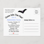 Invitation Carte Postale Bats Lune fête d'Halloween Enregistrer la date (Dos)