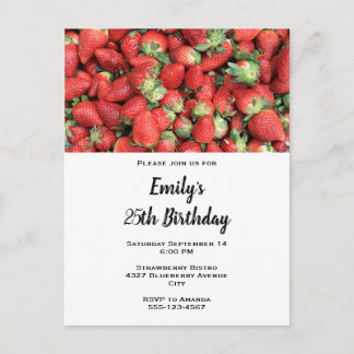 Invitation Carte Postale Batte de fraises rousses juteuses Anniversaire