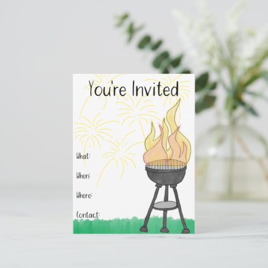 Invitation Carte Postale BBQ été (Debout devant)