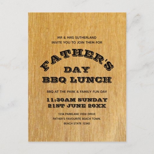 Invitation Carte Postale BBQ fête des pères (Devant)