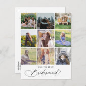 Invitation Carte Postale Be My Bridesmaid Chic Script Photo (Devant / Derrière)