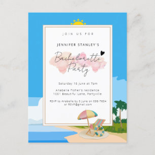 Invitation Carte postale, Beach Bachelorette Invit