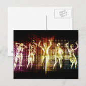 Invitation Carte Postale Beach Rave Party with Disco Dancing Girls (Devant / Derrière)