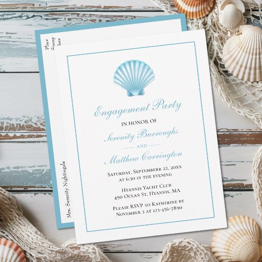 Invitation Carte Postale Beach Seashell Nautique Mariage