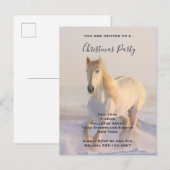 Invitation Carte Postale Beau Cheval blanc dans la neige Photo Noël (Devant / Derrière)