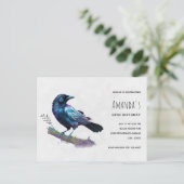 Invitation Carte Postale Beau Corbeau sur une branche d'arbre Anniversaire (Debout devant)