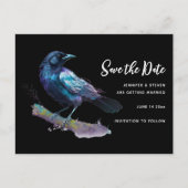 Invitation Carte Postale Beau corbeau sur une branche d'arbre Enregistrer l (Devant)