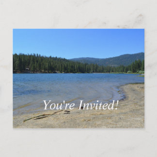 Invitation Carte Postale beau lac, ciel bleu, arbres fête de fin d'études