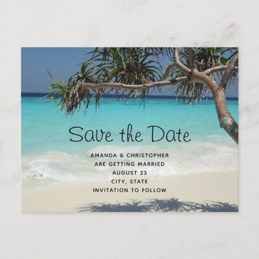 Invitation Carte Postale Beau paradis tropical océanique Enregistrer la dat (Devant)