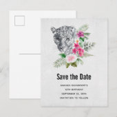 Invitation Carte Postale Beau portrait de tête de léopard Économisez la dat (Devant / Derrière)