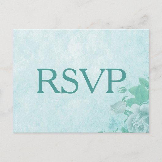 Invitation Carte Postale Beau RSVP Floral en bleu (Devant)