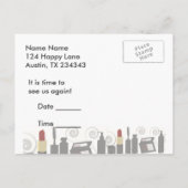 Invitation Carte Postale Beauté de mode de fête chic Maquillage & Soins du  (Dos)