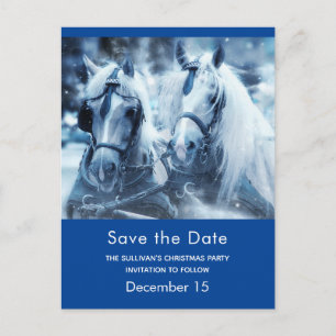 Invitation Carte Postale Beautiful Horse Team Winter Photo Enregistrer la d