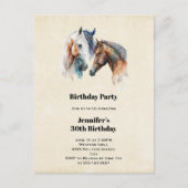 Invitation Carte Postale Beaux Chevaux Boho Occidental Style Anniversaire (Devant)
