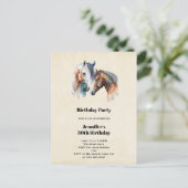 Invitation Carte Postale Beaux Chevaux Boho Occidental Style Anniversaire (Debout devant)