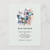 Invitation Carte Postale Beaux papillons et fleurs Sauvez la date (Devant)