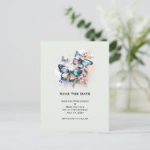 Invitation Carte Postale Beaux papillons et fleurs Sauvez la date (Debout devant)