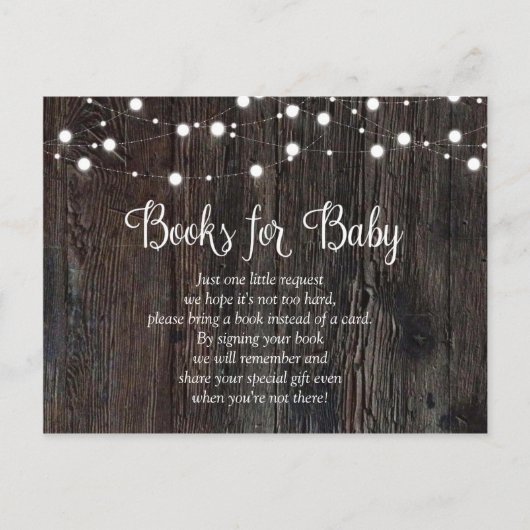 Invitation Carte Postale Bébé brasse des livres de Baby showers rustiques p (Devant)