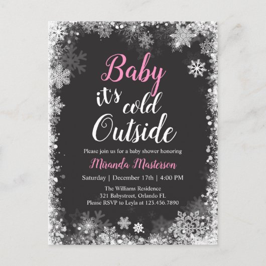 Invitation Carte Postale Bébé c'est froid hors du Baby shower d'hiver (Devant)