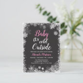 Invitation Carte Postale Bébé c'est froid hors du Baby shower d'hiver (Debout devant)