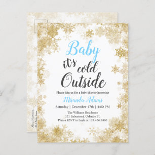 Invitation Carte Postale Bébé il fait froid à l'extérieur Baby shower bébé 