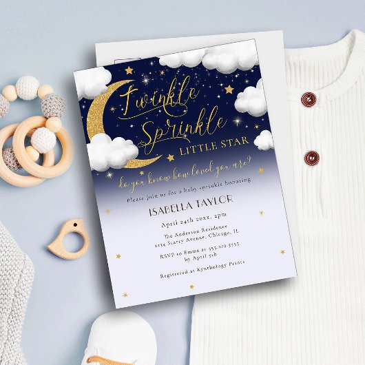 Invitation Carte Postale Bébé Little Star Twinkle Twinkle