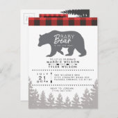 Invitation Carte Postale Bébé Ours | Baby Shower Rustique | Bûcheron (Devant / Derrière)