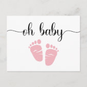 Invitation Carte Postale Bébé Pieds rose bébé fille Douche (Devant)