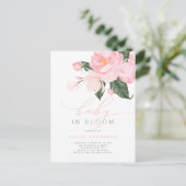 Invitation Carte Postale Bébé rose rose florale en fleurs douche (Debout devant)