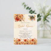 Invitation Carte Postale Bee Bridal douche orangé fleurs d'automne (Debout devant)