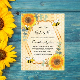 Invitation Carte Postale Bee Bridal soleil fleurs de douche verte mariée à 