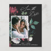 Invitation Carte Postale Belle aquarelle Floral Black Enregistrer la date (Devant)