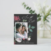 Invitation Carte Postale Belle aquarelle Floral Black Enregistrer la date (Debout devant)