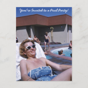 Invitation Carte Postale Belle femme vintage Sunbather en maillot de bain b