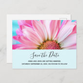 Invitation Carte Postale Belle Fleur rose photo mariage Enregistrer la date (Devant / Derrière)