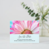 Invitation Carte Postale Belle Fleur rose photo mariage Enregistrer la date (Debout devant)