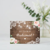 Invitation Carte Postale Belle Florale Rustique Be My Bridesmaid Propositio (Debout devant)