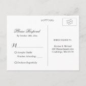 Invitation Carte Postale Belle Flore Noir Blancs Mariage RSVP (Dos)