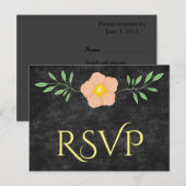 Invitation Carte Postale Belle Pêche Jaune et Vert Floral rsvp (Devant / Derrière)