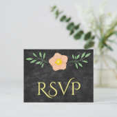 Invitation Carte Postale Belle Pêche Jaune et Vert Floral rsvp (Debout devant)