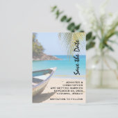Invitation Carte Postale Belle Plage tropicale Mariage Sauvez la date (Debout devant)