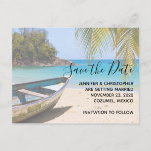 Invitation Carte Postale Belle Plage tropicale Mariage Sauvez la date