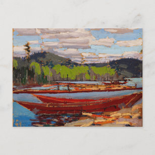 Invitation Carte Postale Belle scène du lac canadien Tom Thomson Bateaux
