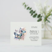 Invitation Carte Postale Belles papillons et fleurs Anniversaire (Debout devant)