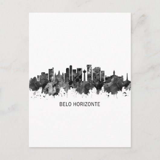 Invitation Carte Postale Belo Horizonte Brésil Skyline BW (Devant)