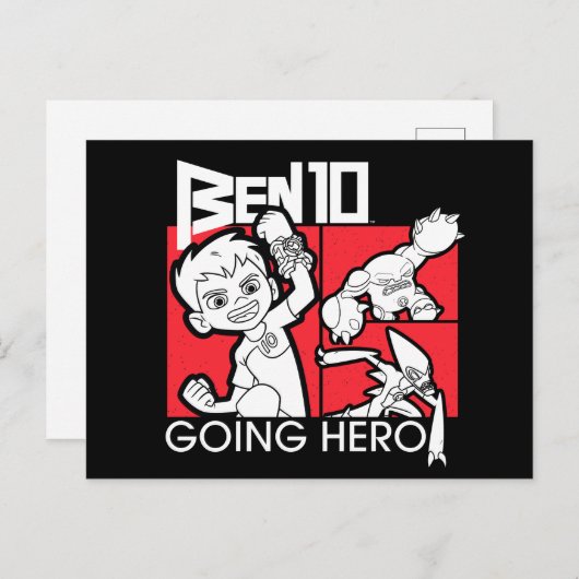 Invitation Carte Postale Ben 10 Going Hero (Devant / Derrière)
