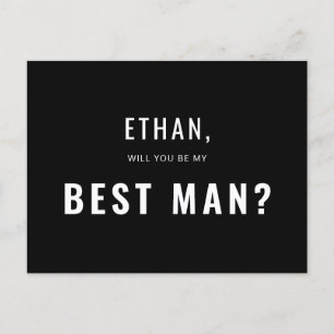 Invitation Carte Postale Best Man Request Modern Simple
