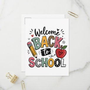 Invitation Carte Postale Bienvenue à l'école Enseignant Élève Premier Jour