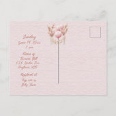 Invitation Carte Postale Bienvenue dans une douche bébé fille (Dos)